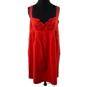 REISS Orange Red Cotton Silk Criss Cross Racerback Button Dress Size 14 L Large
